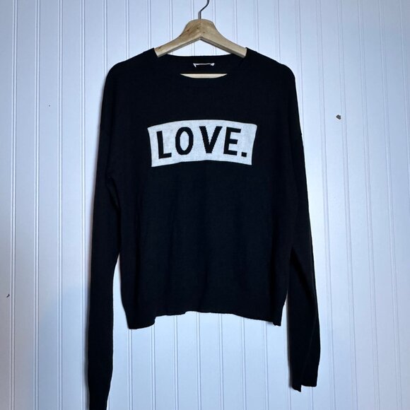 Brit Ny Sweater Women’s Large Black Cream Love Cashmere Blend Casual Lightweigh - Picture 6 of 6